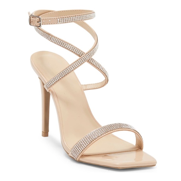 Wild Diva Shoes - new wild diva crystal embellished crisscross heel nude